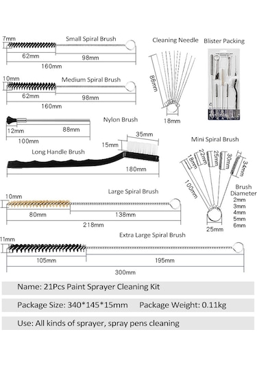 Springsun 21 Adet Boya Tabancası Airbrush Temizleme Fırçası Seti Airbrush Boru Temizleme Fırçası Otomobil Parçaları Temizleme Seti