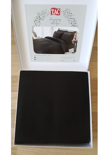 Taç Premium Basic Pamuk Saten Nevresim Takımı Stripe Siyah