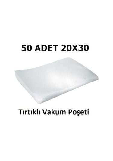 Tırtıklı Vakum Makinesi Poşeti Torbası 20 x 30 CM - 50  Adet
