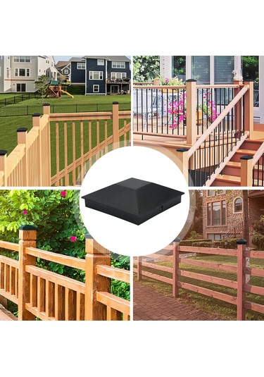 Samdoo 10 Adet 102x102mm Abs Ahşap Çit Kolu Kapakları - Su Ve Uv Koruyucu, Kiriş Çatlak Ve Çürümeyi Önleyen Siyah Fence Post Korumaları