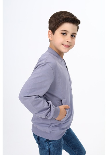 Toontoy Erkek Çocuk Baskılı Hırka Koyu Gri