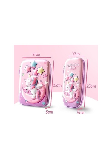 Sevimli Unicorn Desenli Büyük Boy Eva Kalem Kutusu Pembe Renkli Okul Çantası, Kız Çocukları İçin Şık Ve Kullanışlı Kalem Saklama Kutusu Pembe