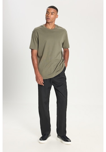 AC&Co / Altınyıldız Classics Erkek Hakı %100 Pamuk Modern Fit Normal Kesim Bisiklet Yaka Tişört Haki