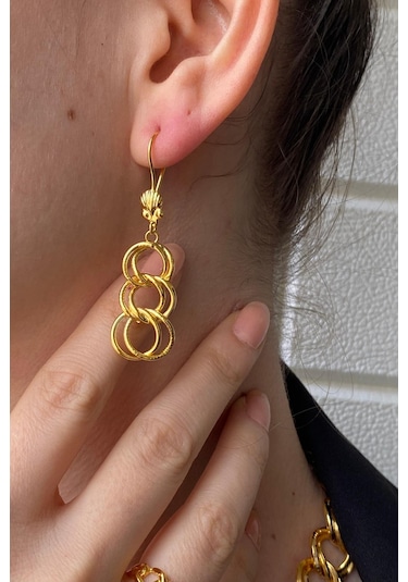 Zümrüt Sarraf 14 Ayar Altın Kadın Samanyolu Küpe