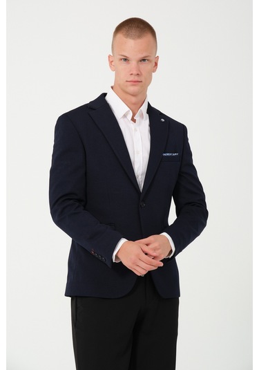 Bonesti Erkek Slim Fit Blazer Ceket Lacivert