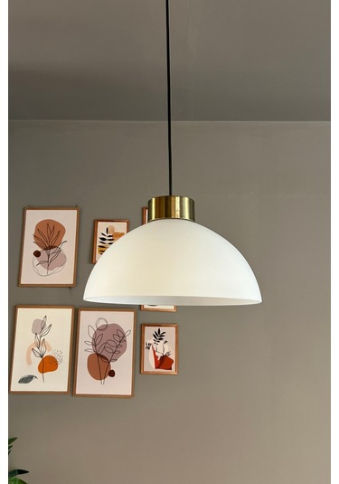 Perry Beyaz Cam Tekli Avize Plafonyer Başlık Retro Sarkıt Lamba Restoran Salon Aydınlatma Beyaz