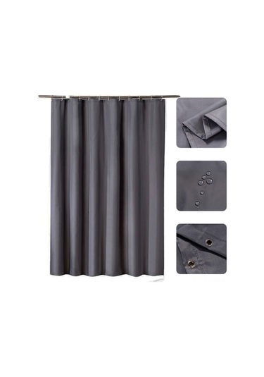 Pazly 1 Adet Su Geçirmez Küf Önleyici Duş Perdesi, Monokrom Polyester Kumaş, Gri Banyo Aksesuarları Gri