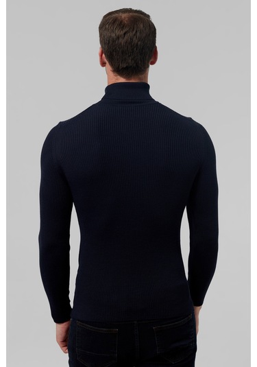 Twn Slim Fit Lacivert Rib Örgü Kazak 5ec0606317641 101