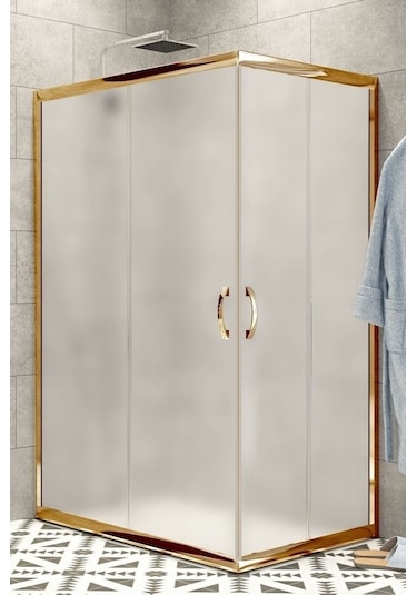 Durul Duşakabin Kare Altın Profil Buzlu 5mm H:190 Altın