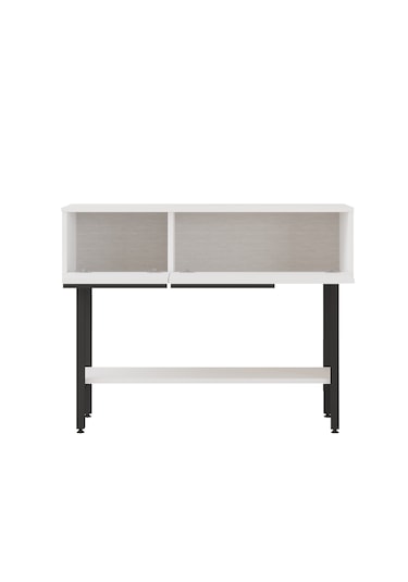 Robin Home Antre Hol Salon Aynalı Dresuar Kapaklı Metal Ayaklı No1 Beyaz Beyaz