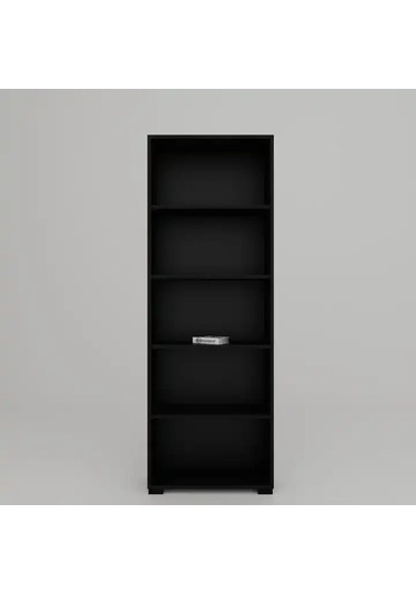 Lucas Serisi Siyah 5 Raflı Kitaplık Siyah