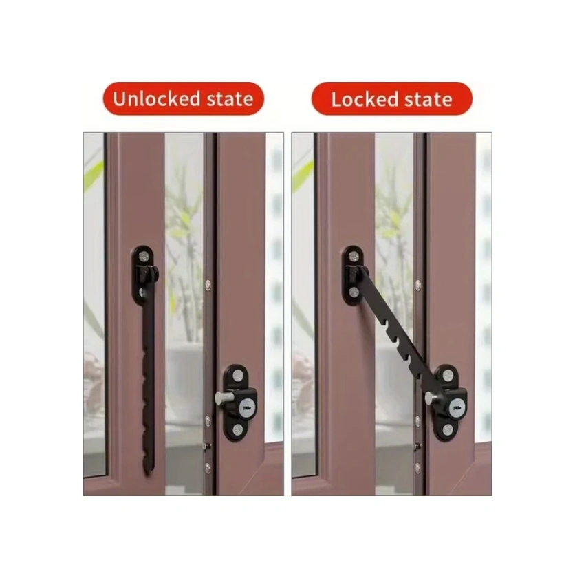 Gateesat Siyah 1 Adet Emniyet Kilidi Metal Pencere Limiti Rüzgara Dayanıklı Paslanmaz Kilit Durdurucu