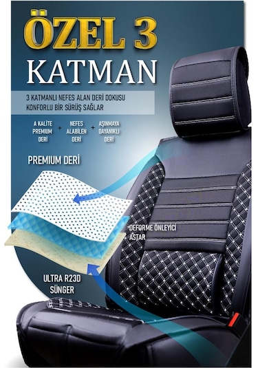 Volkswagen Jetta Mk 5 2005-2010 Oto Koltuk Kılıfı Ön Arka Set Siyah Beyaz Plus Serisi Scr