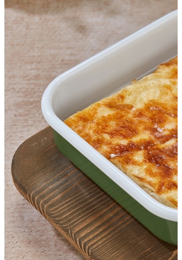 25 X 35 Cm Özel Tasarım Yemeklik Emaye Fırın Tepsisi Yanmaz Iz Bırakmaz Sunumluk