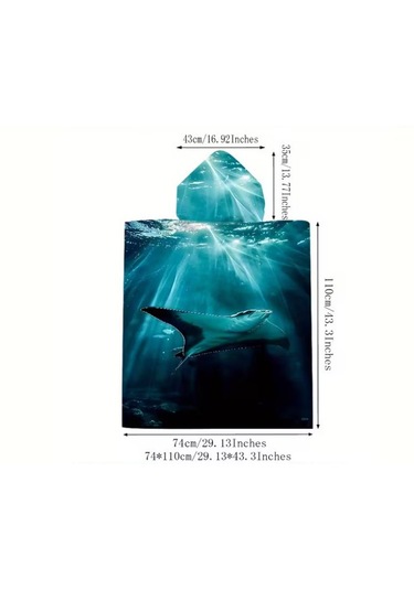 Sualtı Dünyası Manta Temalı Kapüşonlu Bornoz Karışık