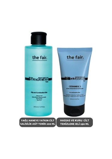 The Fair Yağlı Akneye Yatkın Cilt Salisilik Asit Tonik 200 ML + Hassas ve Kuru Ciltler için Temizleme Jeli 150 ML