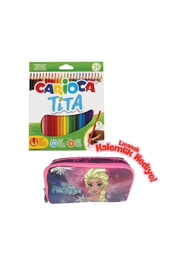 Frozen Lisanslı Kalemlik Hediyeli - Carioca Tita 24'lü Kuru Boya Seti Kırmızı