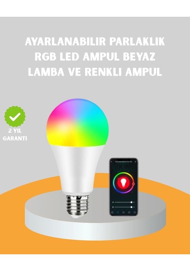 Uzaktan Kumandalı Akıllı Led Ampul, Enerji Tasarruflu Çok Renkli