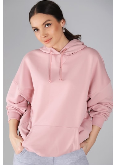 Sweetness Kadın Pudra Kapüşonlu Sweatshirt Pembe