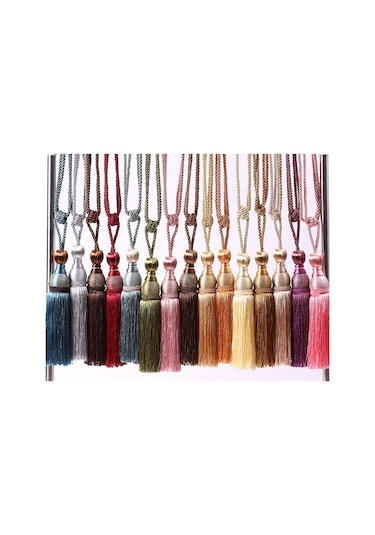 Tenfowee Zarif Gümüş Ağızlı Perde Topu, 2 Adet Set, 71cm Uzunlukta Polyester İpi, Ev Ofis Penceresi Dekoratif Perde Kemer Kilidi