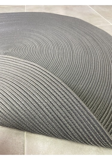 Antrasit Jüt Yuvarlak Hasır Görünümlü Klasik Halı Kilim Antrasit