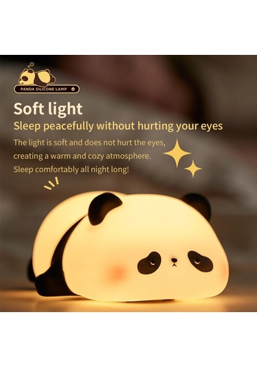 Silikon Panda Led Gece Lambası Sevimli Hayvan Karikatür Nightlights Çocuklar İçin Başucu Masa Lambası Yatak Odası Oturma Odası Dekor Oyuncaklar Hediye Beyaz