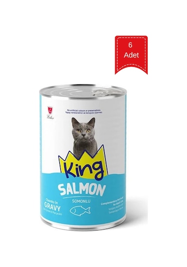 King Sos İçerisinde Somonlu Kedi Konservesi 400 Gr X 6 Adet