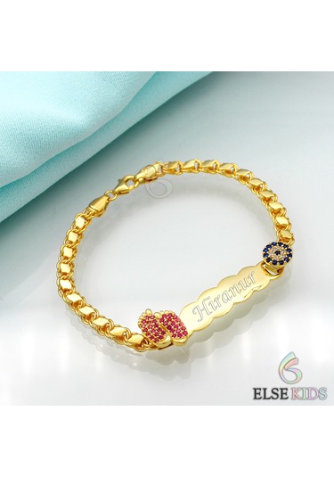 Pullu Zincir Gümüş Pembe Ayaklı Çocuk Bilekliği