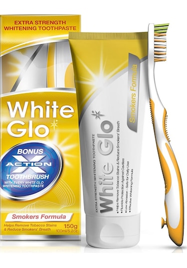 White Glo Sigara İçenlere Özel Beyazlatıcı Diş Macunu 150 G + Diş Fırçası x 2