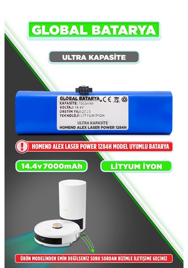 Homend Alex Laser Power 1284h Batarya 7000mah Lityum İyon Pil