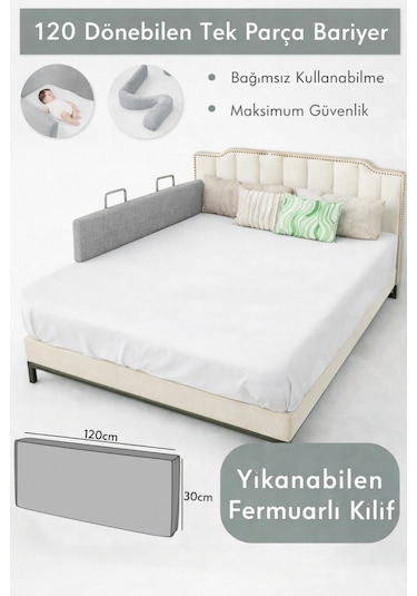 Miralay Yeni Nesil Yatak Bariyeri 120 CM Gri