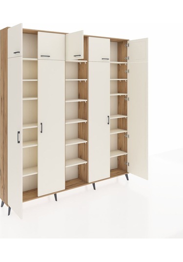 Arges Dolap 18 Raflı 9 Kapaklı 220x30x243 Çam-aytaşı/aytaşı Aytası/aytası