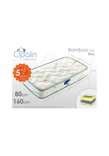 Uzunbebe 80X160 Opalin Ortopedik Bamboo Yaylı Yatak 80*160 Ortopedik Yatak