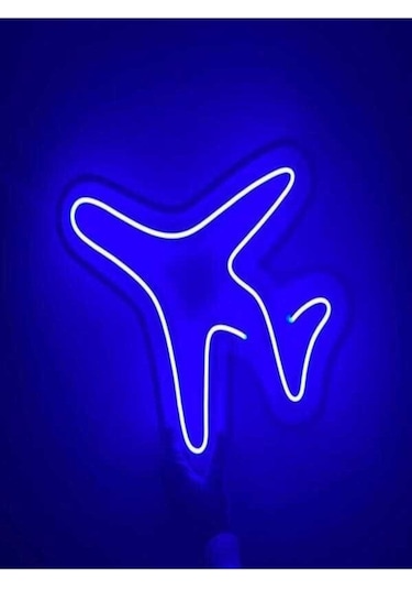 Twins Led Uçak Figürü Minimal Neon Işıklı Pleksi Tabela Mavi Model:model:16273366 Mavi
