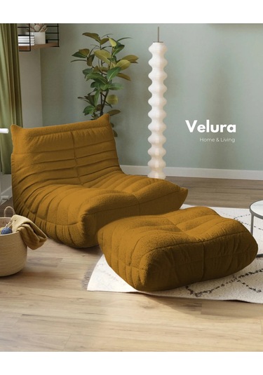 Muvva Berjer & Puflu Pofuduk Relax Koltuk & Armut Tekli Koltuk - Turuncu Turuncu-puflu