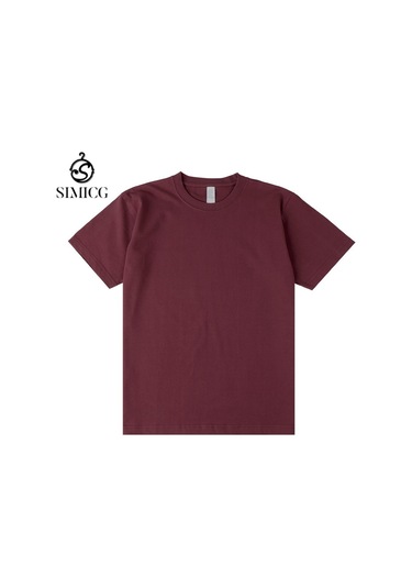 Yeni Japon Ağır Sıklet Düz Renkli Pamuklu Kısa Kollu Koyu Kırmızı Koyu Kırmızı