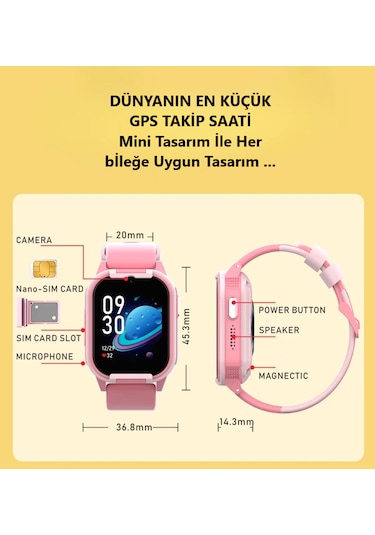 Wonlex CT24 Mini Sim Kartlı 4G Video Görüşme Gps Takip Akıllı Saat (İthalatçı Garantili)