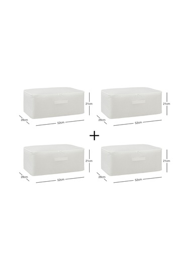 Home Wave 4'lü Orta Boy Gri Pötikare Hurç Set 52 x 28 x 21 cm