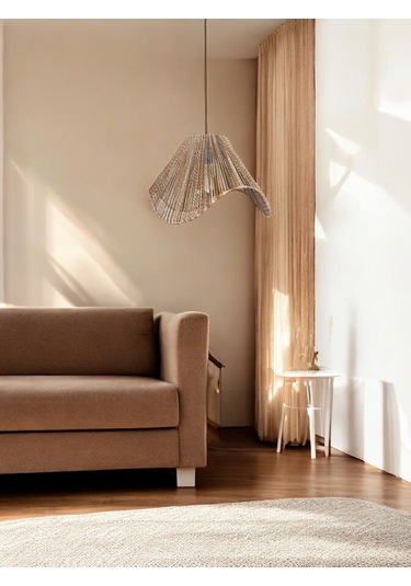 Hasır El Yapımı Bohem Asimetrik Şekilli Rustik Avize - Çok Renkli Çok Renkli