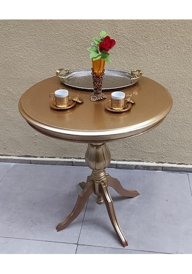Fiskos Sehpa Eko 90503 Baba 4ayak 65 Cm Hareketli Mdf Tabla Parlak Gold El Yapım