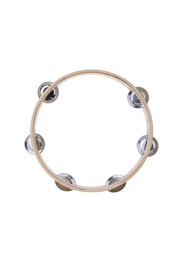 Vkemall Çocuklar İçin 8" El Tipi Ahşap Başsız Tef Zili Metal Tek Sıralı Jingle-çok Renkli