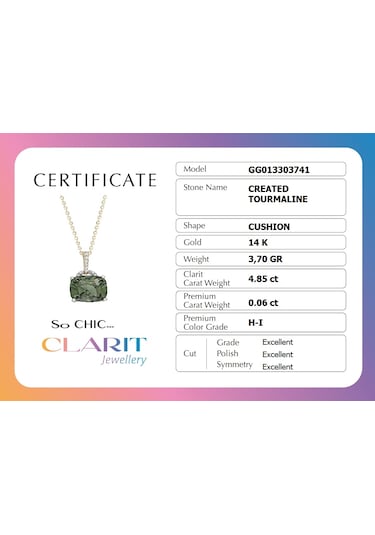 Tourmaline Taşlı Clarit Serisi 41 Cm 14 Ayar Sarı Altın Kolye
