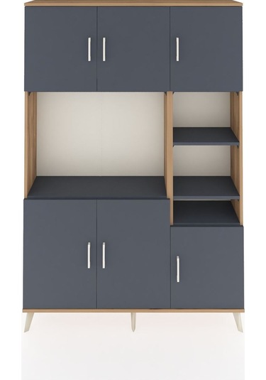 Arges Dolap 10 Raflı 6 Kapaklı 132x30x195 Çam-antrasit/antrasit Çam