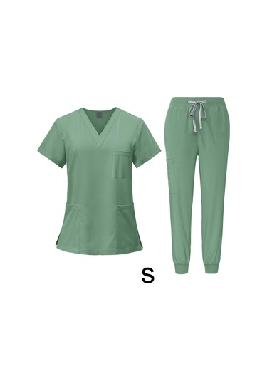 Suntek Kadın Üniforma Scrubs Set Üstü Ve Pantolon S-yeşil