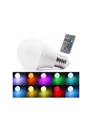 Home Uzaktan Kumandalı Renk Değiştiren Ampul Rgb 9w Beyaz Dahil 1