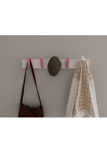 Hepsi3boyutlu Modern Duvar & Kapı Kanca Askılık - 5 Adet Pembe Kanca Askılık - Model No : 5 Pembe