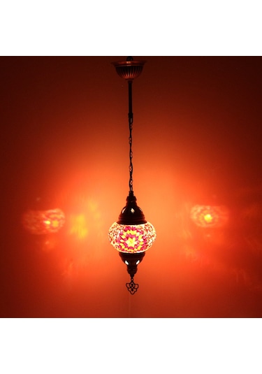 Dekoratif KARALP MOZAİK LAMBA TEKLİ SARKIT FENER