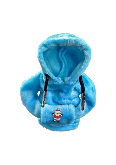 Suntek Yumuşak Peluş Noel Hoodie Vites Topuzu Kol Örtüsü Mavi Santa Sallayarak