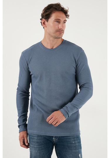 Buratti Pamuklu Bisiklet Yaka Slim Fit Basic Erkek Sweat 5905073 Koyu Gri