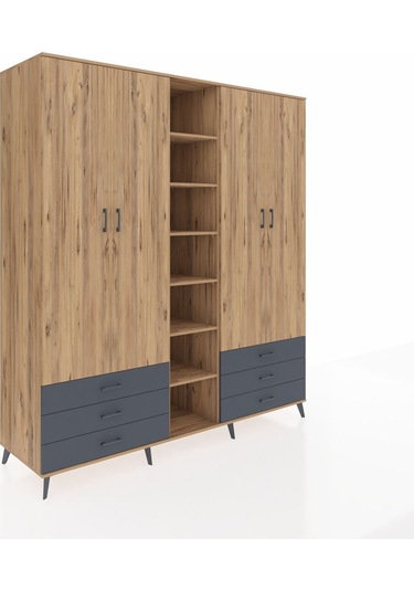 Kronos Dolap 13 Raflı 6 Çekmeceli 2 Askılı 220x59x243 Çam-çam/antrasit Atlas Çam/antrasıt Kronos Dolap 13 Raflı 6 Çekmeceli 2 Askılı 220x59x243 Çam-çam/antrasit Atlas Çam/antrasıt